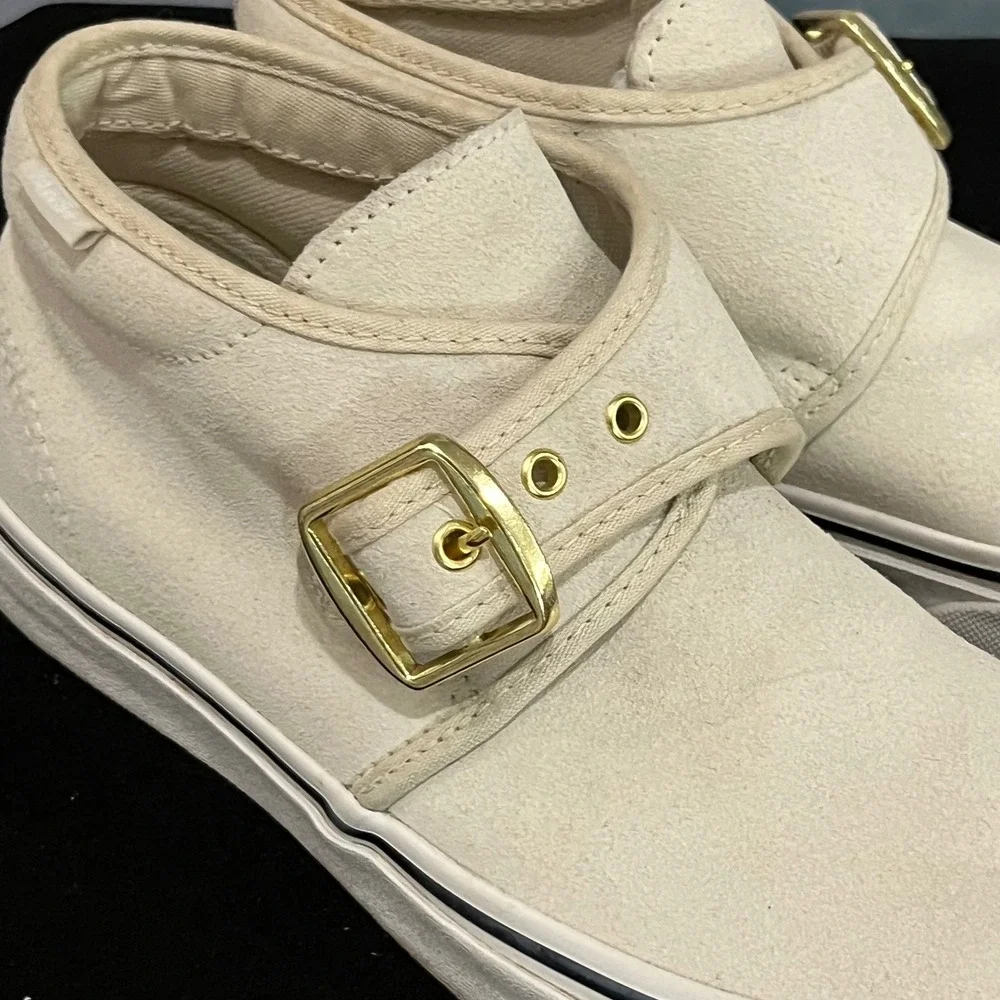 Vans‎ Suede Chukka MS Monk Strap Mid Top Sneakers Cream Gold Buckle Womens 6